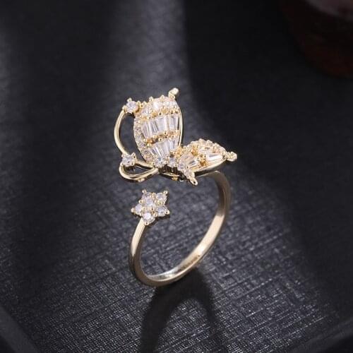 Full Cubic Zircon Shining Butterful Stylish Rings For Girl