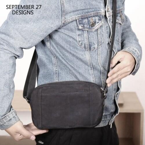 New Fashion Messenger Bags Mens Suede Leather High Quality Cowskin Luxury Male Travel Small Casual Shoulder Crossbody Handbag
