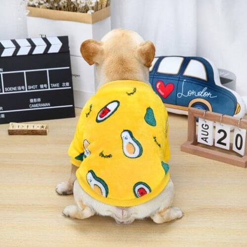 ADEWEL Avocado Dog Hoodies Yellow Color Pet Clothes For French Bulldog Fleece Pet Sweet Cute Clothes Costume For Small Chihuahua