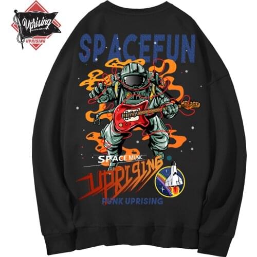 UPRISING Hoodies, Sweatshirts Space Astronaut Bass Guitar Audio Personality Trend Original Street Hip Hop Punk Rock Hoodie