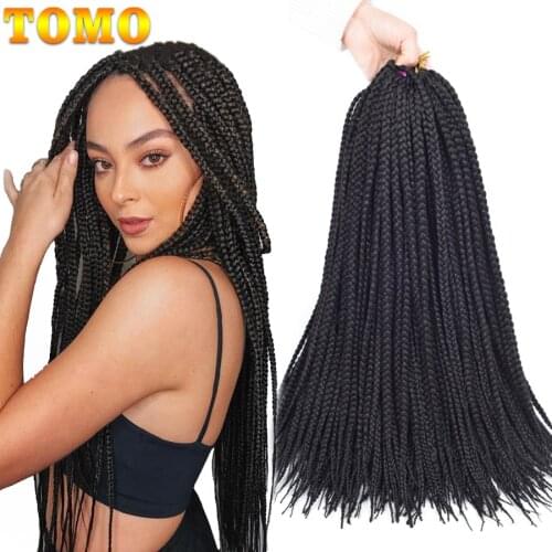 TOMO Synthetic Box Braids Straight Crochet Hair 22Roots Ombre Brown Colored Braiding Hair Extensions for Women Hot Water Setting