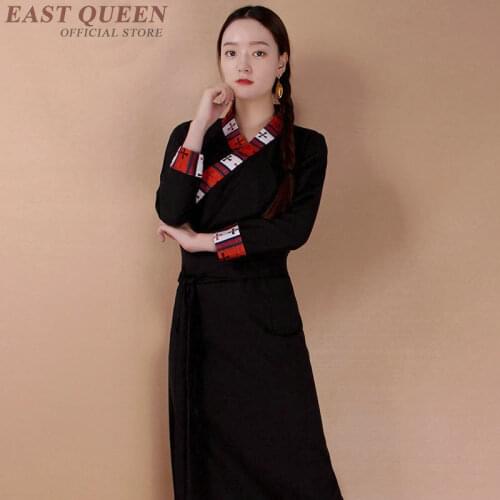 Traditional tibetan dress clothing femalle ladies oriental Chinese moden long qipao cheongsam dress for women AA4049