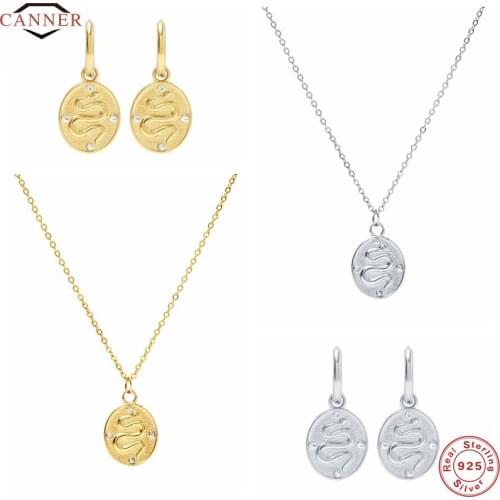 CANNER Creative Snake Pendant CZ Zircon 925 Sterling Silver Necklace For Women Clavicle Chain Necklaces Fine Jewelry Collares