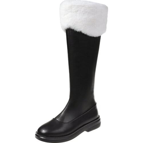 Winter Warm Plush Boots Women Comfort Casual Woman Boots 2021 New Fashion Female Chunky Heels Mid Calf Boots But Knee Snow Boots