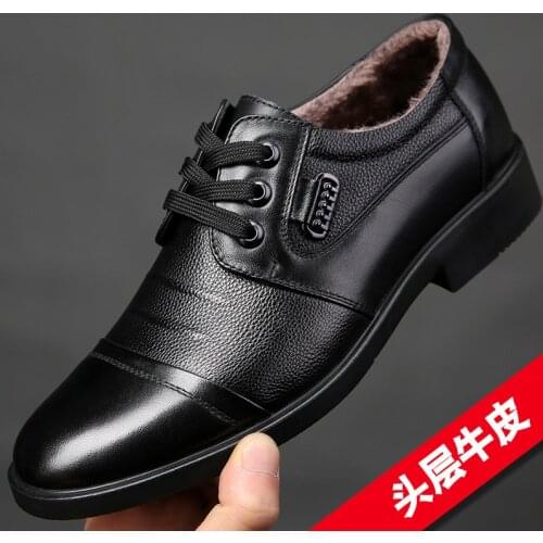 Winter Mens Shoes Fashion Men Genuine Leather Casual Shoes Business Plus Cashmere Warm Cotton Shoes With/No Fur chaussure homme