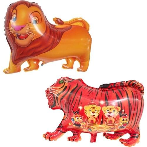 1PC Cartoon Tiger lion animal balloon Aluminum foil balloons birthday party decorations kids toy globos