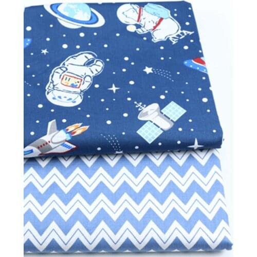 Blue Space Astronaut Pattern 100% Cotton Twill Sewing Quilting Fabric For Baby Child, Making Sleeping Bag Fabric DIY Cloth