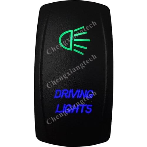 12v/24v Waterproof Marine Grade Boat Car 5P SPST ON-OFF Up Green & Down Blue Led Light Rocker Toggle Switch Driving Lights