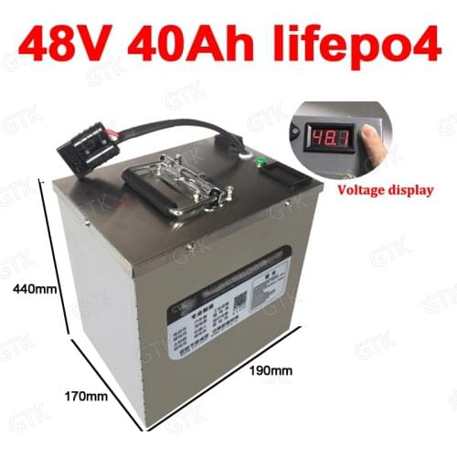 48V 40Ah Lifepo4 lithium battery BMS for 1000w 2000w Scooter bike tricycle boat backup power + 5A charger