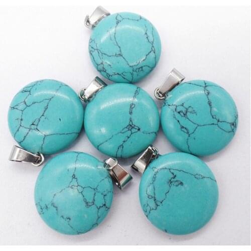 50Pcs 20x6mm Wholesale Green Turquoise Round Pendant Bead DIY Earrings Handmade Jewelry Accessories S646