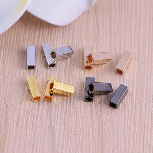 50pcs/lot 3*8mm Gold silver color Copper Tube Charms Connector Simple handmade craft tag pendants jewelry DIY material