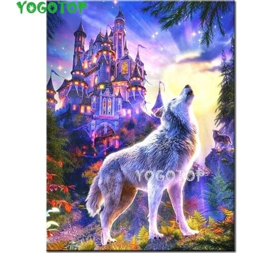 5D Diamond Painting fantasy castle and wolf Full Square animas wolves Embroidery Sale Diamond Mosaic Picture Rhinestone YY4572