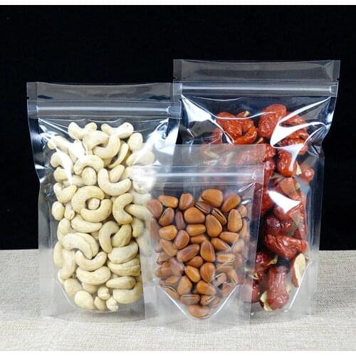 6.3''x9.5'' (16x24cm) Stand Up Clear Self Sealing Plastic Packaging Bags for Food Coffee Storage Reclosable Zipper Package Bag