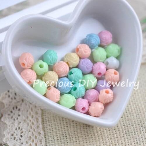 8mm 200pcs Mixed Acrylic Rose Flower Round Spacer Beads For Jewelry Handmade Diy XLL15501-1
