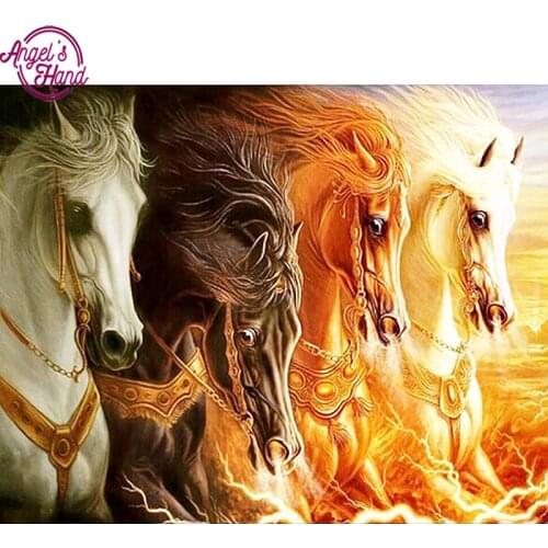 5D DIY Diamond embroidery four running horse diamond painting Cross Stitch full square drill Rhinestone mosaic home decoration