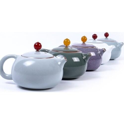 Authentic teapot agate ceramic Ru kiln teapot hand tea pot ceramic pottery