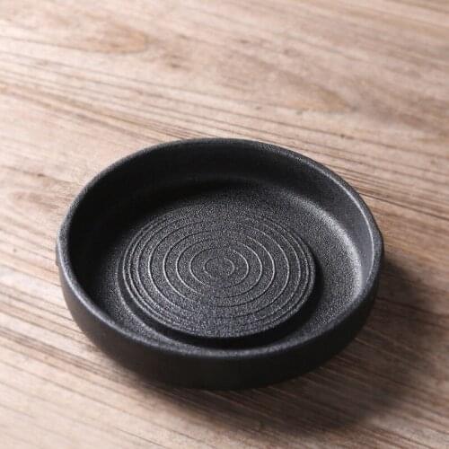 Black Zen Ceramic Teapot Cushion Teacup Coaster Pottery Drip Tray Kungfu Teaware