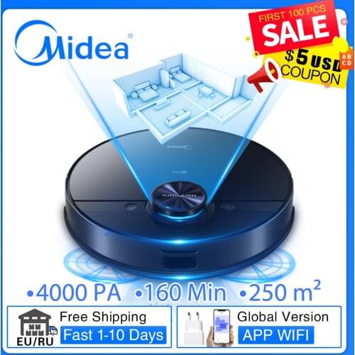 Midea Robot Vacuum Cleaner M7 for Home Sweeping Mopping Washing 4000PA Cyclone Suction Dust Collector Smart APP Planned Cleaning