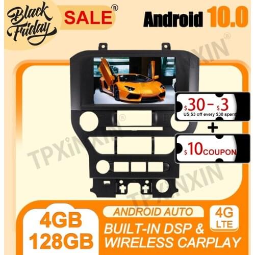 IPS 4+128G Carplay DSP Android 10.0 PX6 For Ford Mustang 2015-2018 Multimedia Player Auto Radio Tape Recorder GPS Navi Head Unit
