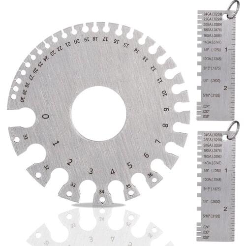 Metal Sheet Thickness Gauge & Dual-Sided Round Metal Sheet Gauge - Wire Gauge Measurement Tool Welding Gage (Set Of 3)