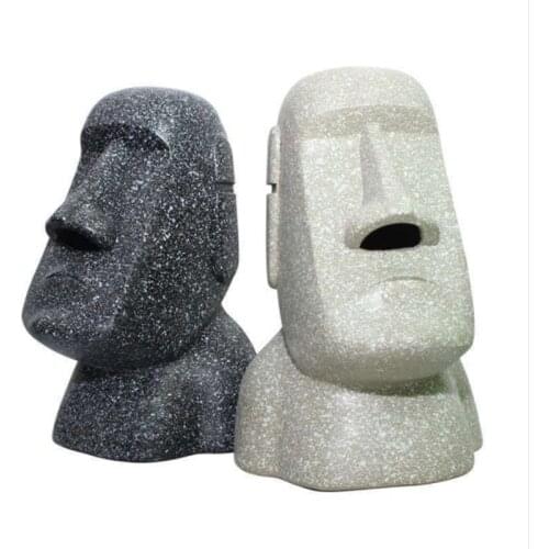 Resin Design Easter Island Ahu Akivi Moai Monolith Tissue Box