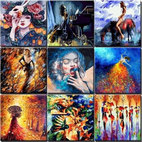 Paint By Number Girl Picture DIY Coloring By Numbers Colorful Figure Drawing On Canvas Wall Art For Adults Kits Home Decoration