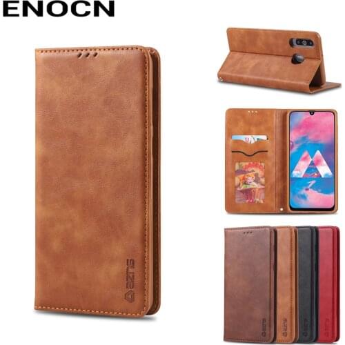 Magnetic Flip Case For Samsung Galaxy A40S Case Samsung M30 over Leather Wallet Card Slots Luxury Retro Folding Phone Case