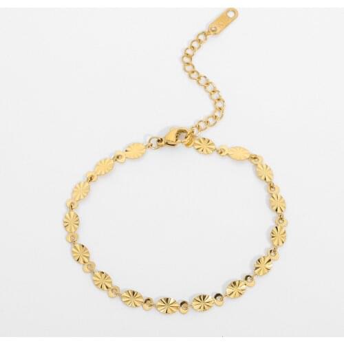 Minimal Classic Gold Oval Petal Chain Bracelet For Women Gold Plated Stainless Steel Chain Bracelet Dainty Daily Jewelry