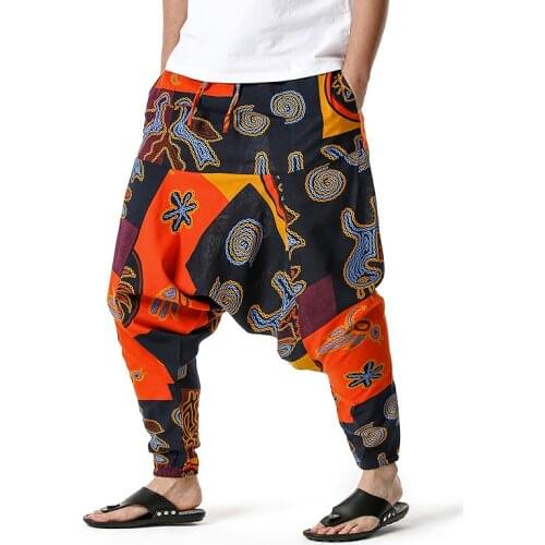 Fashion Baggy Coton Linen Joggers Pants Men 2021 Brand African Print Jogging Sweatpant Men Hip Hop Streetwear African Clothes