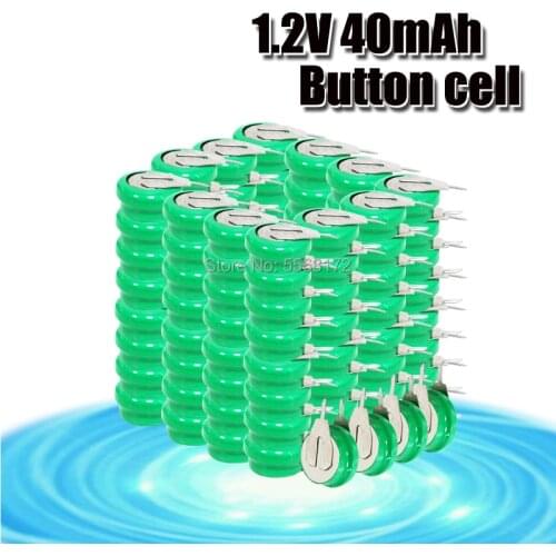 10-100pc 1.2V 40mAh Ni-MH Ni MH Batteries With Pins Rechargeable Button Cell Battery