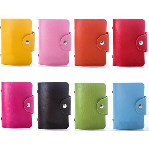 24 Slots PU Portable Mini Candy Color Card Holder With Button Commercial Business Card Books Business Name Bank Card Stock