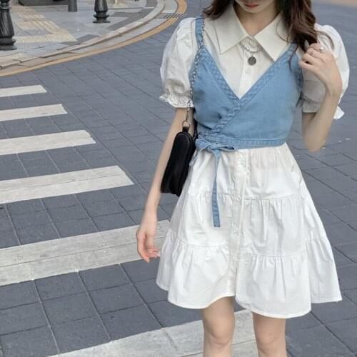 Summer 2021 New Female Casual Gilet First Love White Dress Spring Small Skinny Meat Cover Suit Large Womens Skirt Fashion