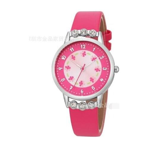 New Arrival women Leather Watches flower with Diamond children girls ladies quartz wristwatches wholesale