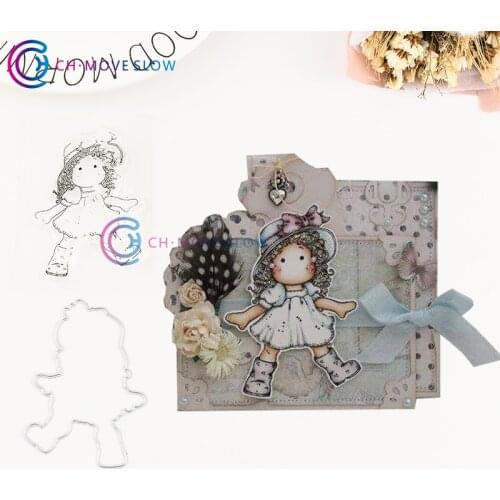 CH Adorable Girl Metal Cutting Dies and stamps Card Stencil Paper Craft Embossing Folder Stencil Craft Handmade Paper Cards