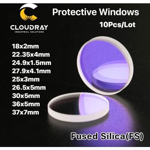 Cloudray Hot Sale Size Optical Laser Protective WIndows 10Pcs 18*2 27.9*4.1 30*5 37*7 1064nm Quartz Fused Silica for Laser Head
