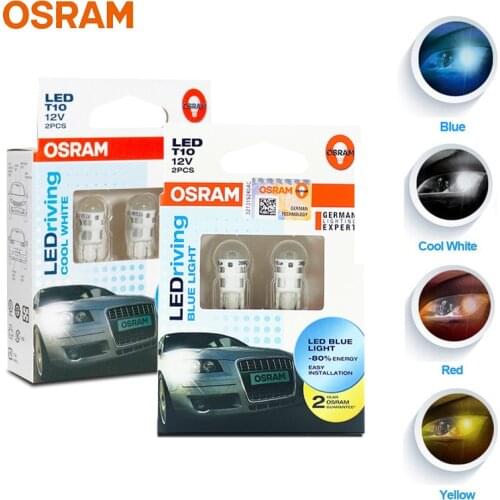 OSRAM LED T10 194 W5W Signal Light 2880SW 2880CW 2880BL 2880R 2880YE Car Indicator Bulb Interior Lamps Red Amber White (2PCS)