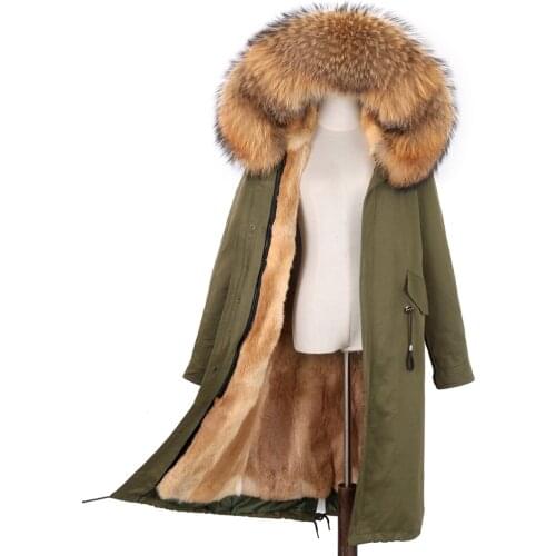 NEW Parkas Natural Fur Womens Parka Real Fur Fox Fur Coat With Hood 7XL Rex Rabbit Fur Iiner Winter Jacket Natural Fur Parkas
