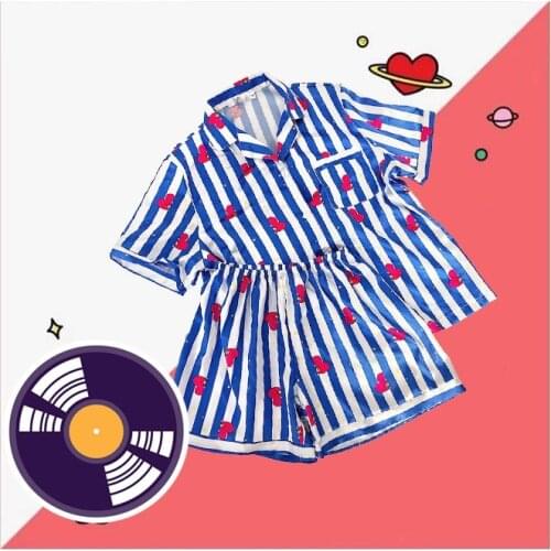 Korean Kpop Animal Cartoon Rabbit Dog Sleepwear Lady Pajamas Suit Short Sleeve Summer Clothes Cotton Silky Homewear Nightgown