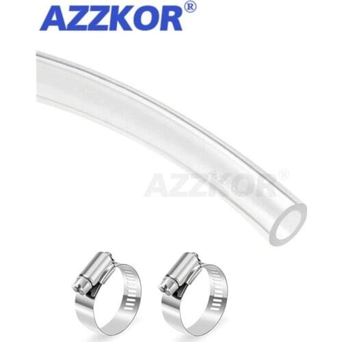 AZZKOR Clear Vinyl Tubing 3M/10M PU Tube Air Hose Pipe Pneumatic Component with 2Pcs Stainless Screw Clamps