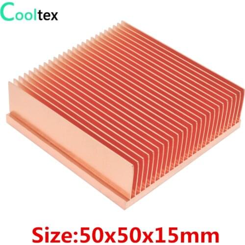 Pure Copper Heatsink 50x50x15mm Skiving Fin Heat Sink Radiator for Electronic RAM Chip LED IC MOS Cooling Cooler