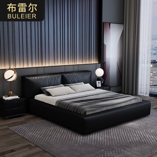 Sumptuous master bed leather double bed