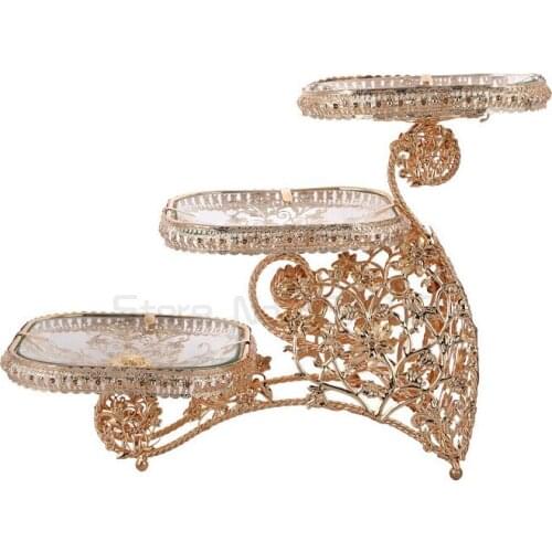 Luxury square fruit bowl tempered glass multilayer fruit bowl Hotel home general fruit bowl decorations