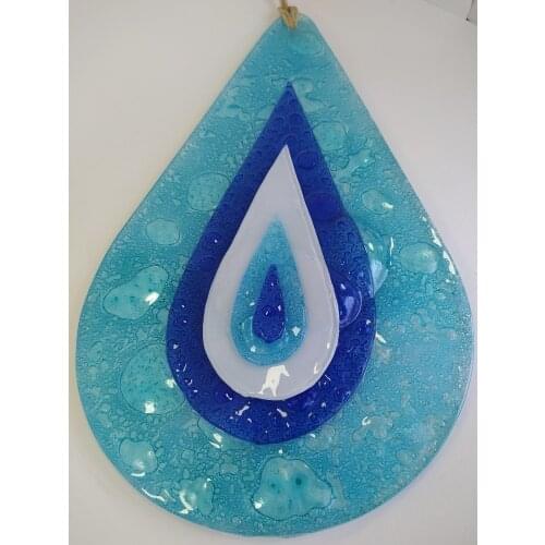 Raindrop Evil Eye 28cm Glass Bead Pendant Charm Turkish Handmade Decor Big Amulet for Wall Hanging Talisman Protector Goodluck