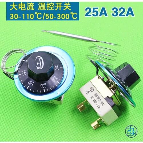 30-110-Degree 50-300-Degree Electric Oven Frying Furnace Knob Temperature Controller Surface Stew Pot Thermal Switch 25A 32A