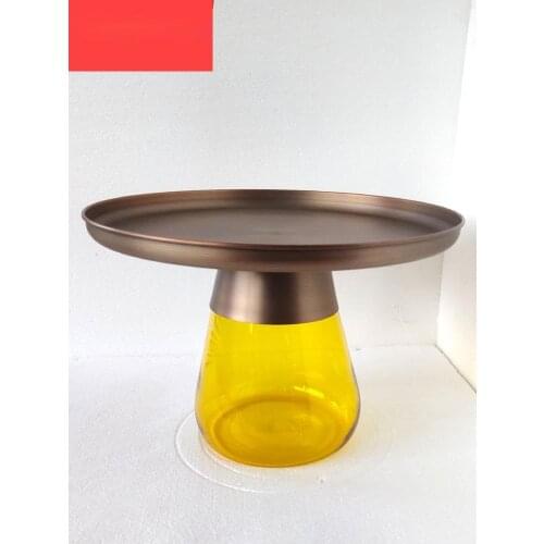 Modern light luxury tea table simple style glass small round table living room furniture Italian post modern round table