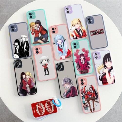 TOPLBPCS Anime Kakegurui Jabami Yumeko Phone Case for iPhone X XR XS 7 8 Plus 11 12 pro MAX Translucent Matte Shockproof Case