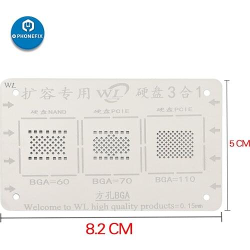 WL BGA Reballing Stencil for iPhone 5/5C/5S/6/6P/6S/6SP/7/7P/8/8P/X/XS/XSMAX NAND Flash BGA Reballing Stencil Tin Planting