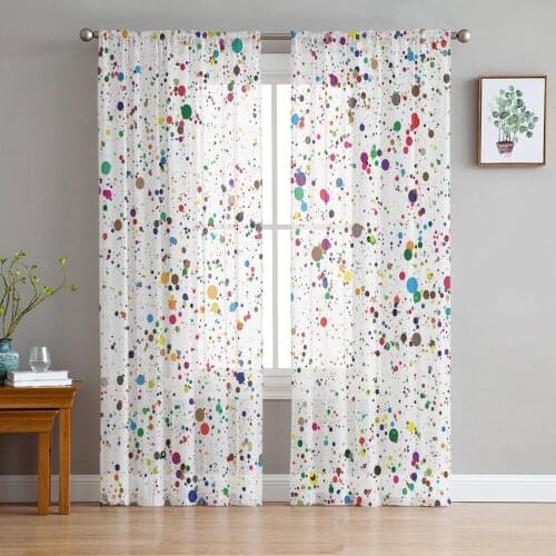 Tulle Curtains Splash Ink Watercolor Colorful Boys And Girls Bedroom Sheer Hanging Curtain Living Room Kitchen Gauze Curtain