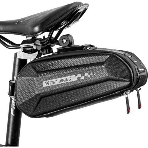 Bicycle Saddle Bag 1.8L Bicycle Seat Tail Bag Hard Shell Rainproof Reflective Bike Rear Bag MTB Storage Pouch Bag For Cycling