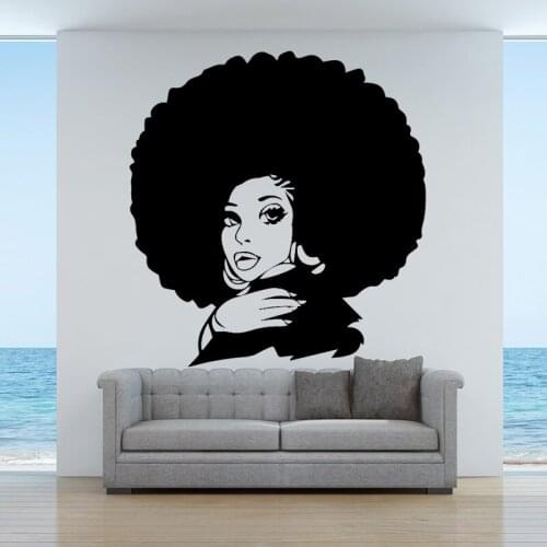 Vinyl Self Adhesive Living Room Wall Design Room Decal Modern Fashion African Women Wall Sticker Beauty Salon